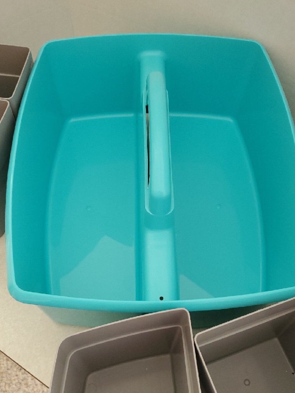 Art Organizer Caddy in Teal and Gray - Portable Cosmetic Storage - Picture 5 of 6
